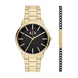 Armani Exchange Orologio da Uomo 42MM in Acciaio Inossidabile Color Oro, AX7178SET