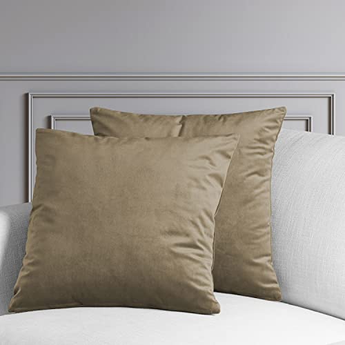 Image of HPD Half Price Drapes Cushion Cover 18 x 18 Heritage Plush Velvet - VPYC-190153-CC18PR - Pair, Museum Taupe