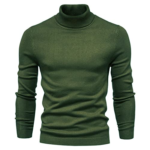 Pull col roulé pour homme en tricot uni bleu XL idéal pour l'automne