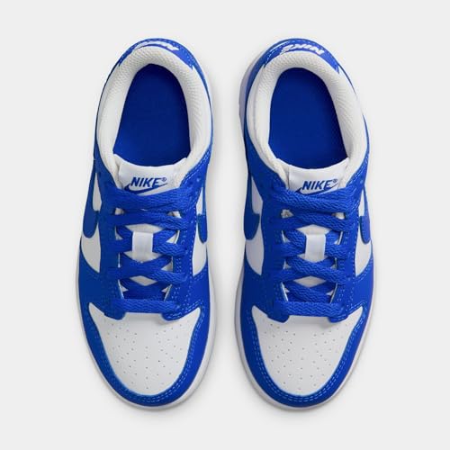 Dunk Low Preschool Basketball Shoes (White/Hyper Royal/Hyper Royal) (FB9108-131, Blue/White)2