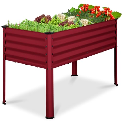 Image of Best Choice Products 48x24x30in Galvanized Raised Garden Bed, Metal Elevated Planter Box, Vegetable Garden for Backyard, Patio, Balcony, 100% Non Toxic Materials - Royal Red