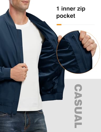 Image of TBMPOY Men's Windproof Bomber Jackets Lightweight Track Jackets Windbreaker Outdoor Golf Fashion Coat