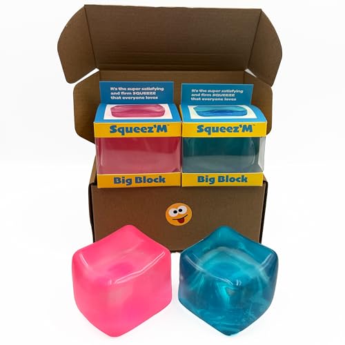 Image of Original Big Block Premium Stress Cube 2 Pack, Squishy Fidget Toy, Adults | Non-toxic ASTM certified, US family-owned, easy replacement, jumbo sensory squeeze cubes set of 2, stress relief