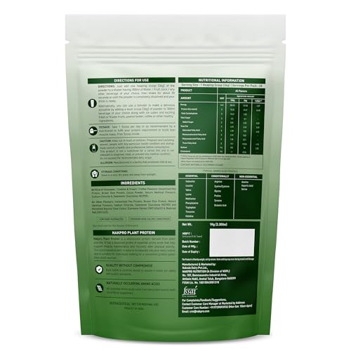 Image of NAKPRO NUTRITION Plant Protein Powder (Pea & Brown Rice Protein), Mango - 2kg | 25.2g Protein| All Essential Amino Acids
