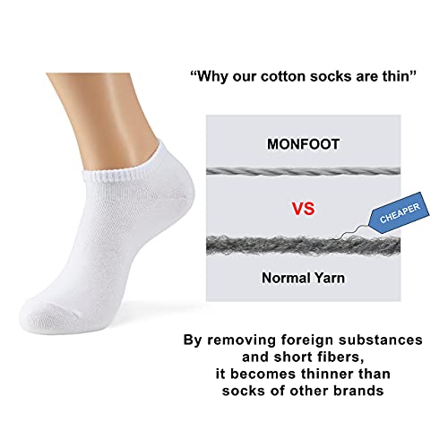MONFOOT Women's and Men's 10-20 Pack Thin Cotton Low Cut Ankle Socks - Image 6