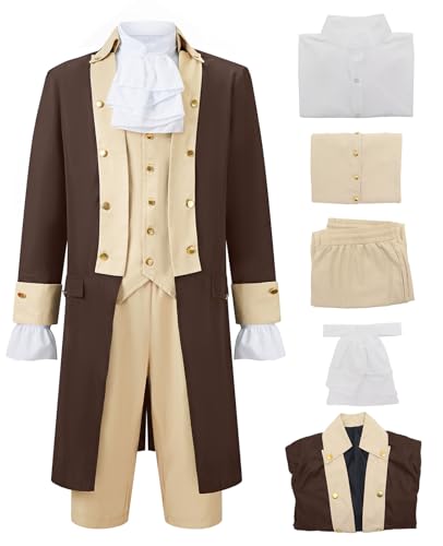 aicoaub Mens Colonial George Washington Costume Adult 5PCS Musical Hamilton