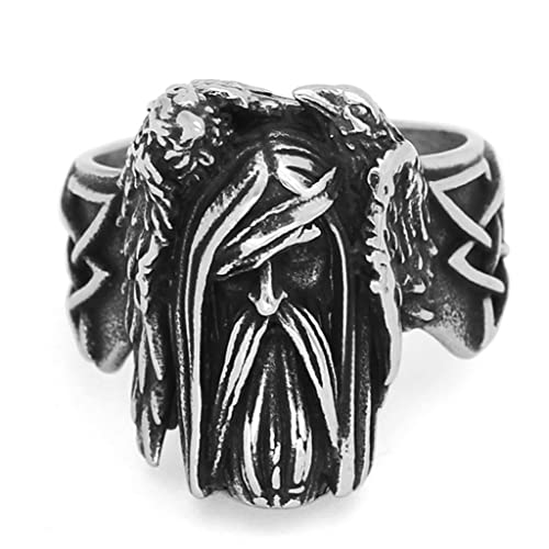 Bague Viking Homme en Argent Vintage Mythologie d'Odin Taille 10