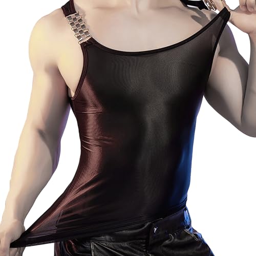 Men's Sheer Silky Vest Sleeveless Slim Undershirt Sexy Tank Top Workout Muscle Shirt Nightclub Party Rave Outfits2