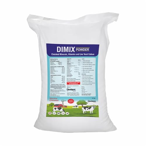 Deeligent Biotech Dimix Mineral Mixture Powder | Essential Minerals for Cattle, Buffalo, Goat & Poultry | Boosts Milk Yield, Fertility & Immunity (10kg)