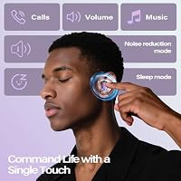 Bluetooth Kopfhörer, Schlafkopfhörer, In-Ear Kopfhörer Kabellos Bluetooth 5.4, Hi-Fi Sound mit ANC+ENC 4 Mikrofone 48H Kopfhörer, IPX7 Schlafmodus ohne Warnungen komfortabel Seitenschläfer, Violett – Ansicht 6