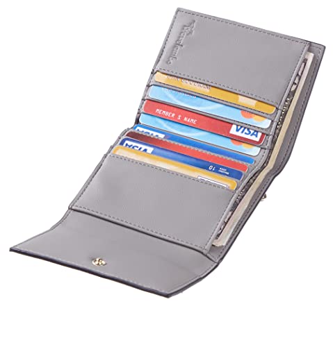 Travelambo RFID Blocking Small Mini Compact Wallet Coin Pouch Holder Trifold Credit Card Holder Pocket Purse for Women (Napa Grey)4
