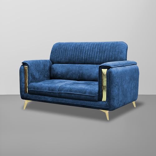 Image of Casaliving Gelio 2 Seater Sofa Set for Living Room Premium Fabric Sofa (Blue)