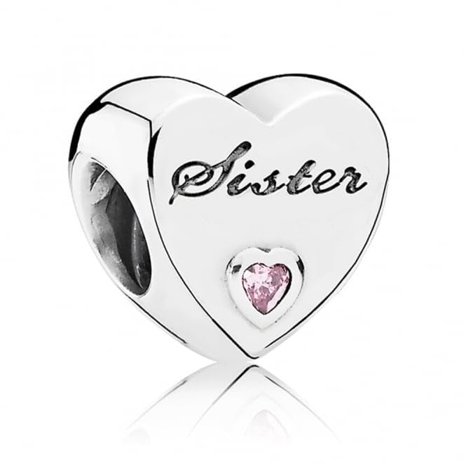 CWOne Designs S925 Sterling Silver Family Moments Love Heart Charm for Pandora Charm Bracelets. (Sister)