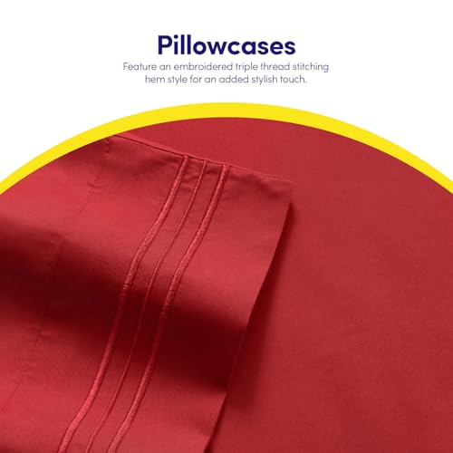 Image of Supreme Collection Twin Red Twin Sheet Set - 3 Piece Bed Sheets and Pillowcase Set - Extra Soft, Deep Pocket Sheets, Elastic Corner Straps