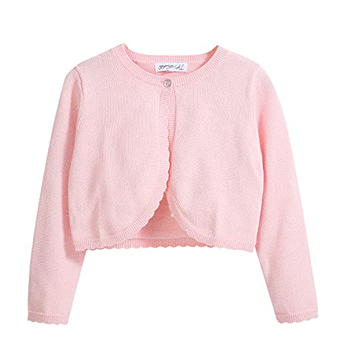 Kids Girls' Bolero Cardigan Shrug Sweater Cute Long Sleeve Sparkle Tops Open Front Knit Shrug,Pink,9-10 Years #TOP26