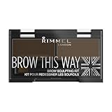 Rimmel Brow This Way Sculpting Kit, Dark Brown, Powder 0.04 oz., Wax 0.03 oz., Brow Sculpting & Styling Kit with Eyebrow Wax & Setting Powder