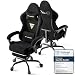 Migliori sedie da gaming Huracan Sedia da Gaming Ergonomica, Gamer chair Con Cuscino Lombare + Poggiatesta, Sedia Gamer Regolabile In Altezza, Poltrona da gaming Schienale Inclinabile, Poggiapiedi Incluso, Nero