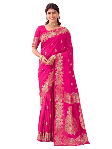 Image of SIRIL Women's Banarasi Soft Silk Saree Pure Silk with Unstitched Blouse Piece