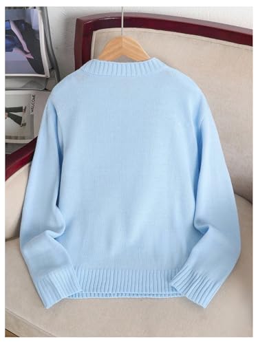 Image of BEAUDRM Girl's Bow Sweater Crew Neck Cute Sweaters Long Sleeve Knit Pullovers Sweater