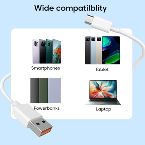 Image of MI-Original 67W HyperCharge Fast Turbo Charging Data Cable | Type-C USB Cable Compatible with Redmi Note 13 Pro /12 Pro /11 Pro 5G /11S /10 Pro Max, Poco X5 /X4 Pro /X3 Pro, Mi 14 /11, (Ash White)