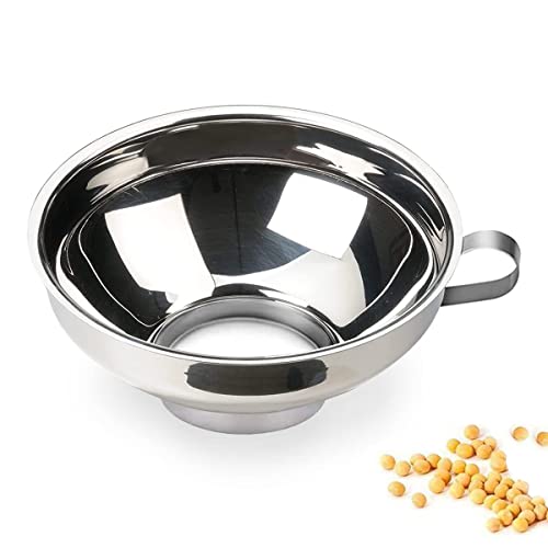Image of Curated Cart Large Canning Funnel for Wide Mouth and Regular Mason Jars, Stainless Steel Kitchen Use Funnels with Strainer for Filling Bottles, Metal Funnel Set for Oil, Powder, Jam, Grains