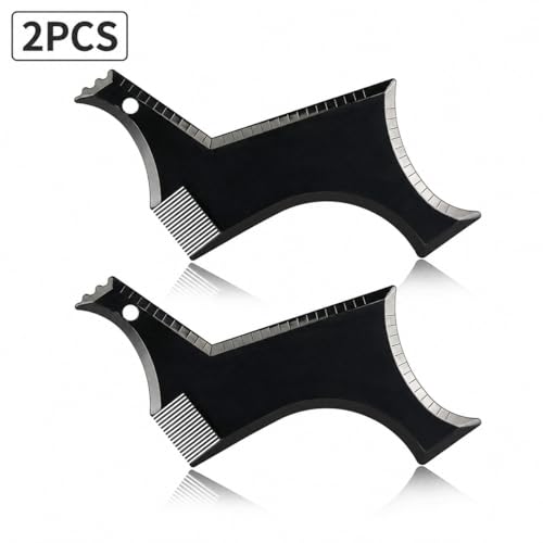 Image of Fully Beard Shaper Tool for Men Beard Comb for Men and Boys Beard Symmetry Tool for Perfect Lines, Neckline and Jawline Set of 2pcs