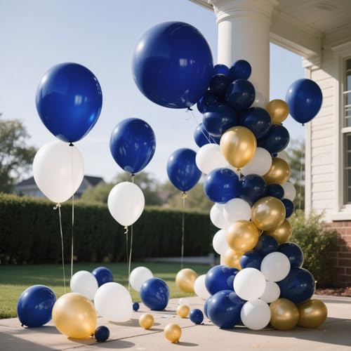 Image of Navy Blue Balloons Latex Party Dark Blue 10 Pack 36 inch Round Navy Balloons for Wedding Graduation Birthday Party Backdrop Decorations