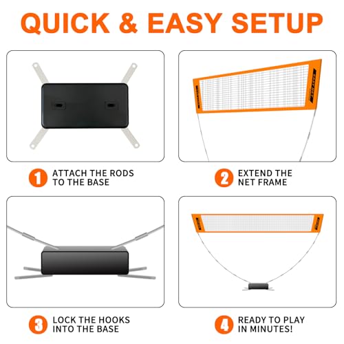 Portable Badminton Net,Fast Setup Foldable Net with Carry Bag for Indoor Outdoor Backyard, Patio, Beach & Family Games(8.85ft/2.7m) - image 4