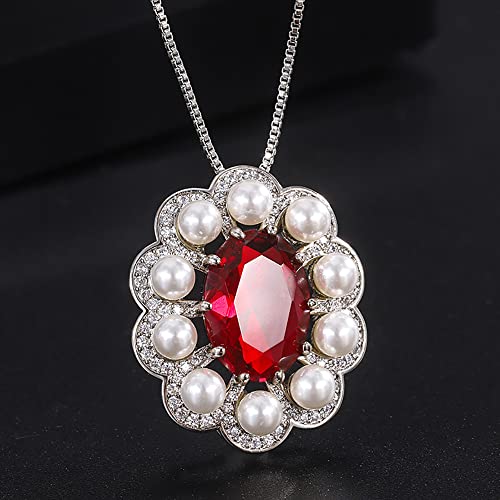 Collier perles rubis aigue-marine anti-ternissement pour décolleté sensible