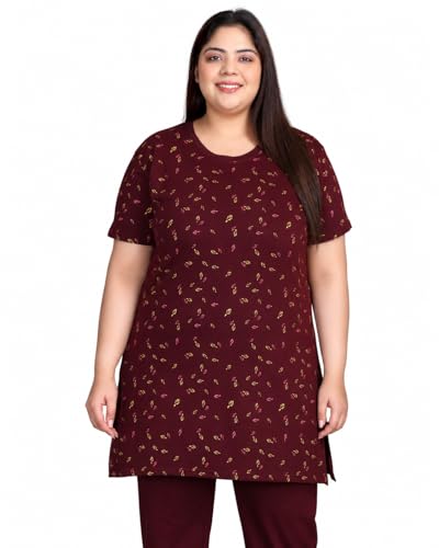Image of In Love Women's All-Over Printed Cotton Plus Size Longline T-Shirt with Pockets