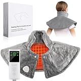 Heating Pad for Neck and Shoulders and Back, 2.6lb Weighted Electric Heat Pad for Pain Relief, Christmas Gifts for Women Men Mom Dad, Large FSA Eligible Heated Wrap, 9 Heat Settings&11 Timer