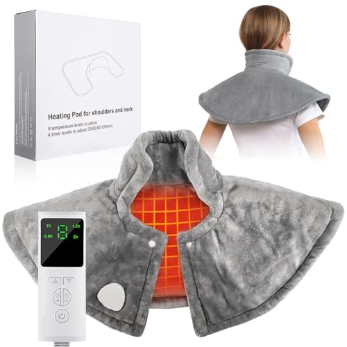 Heating Pad for Neck and Shoulders and Back, 2.6lb Weighted Electric Heat Pad for Pain Relief, Christmas Gifts for Women Men Mom Dad, Large FSA Eligible Heated Wrap, 9 Heat Settings&11 Timer