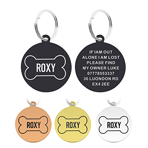 Personalised Dog Tag Collars for Dogs Cats Pets ID Tags Engraved Dog Name Tag Custom Pet Collar for Dog Cat Puppy Kitty (Black S)