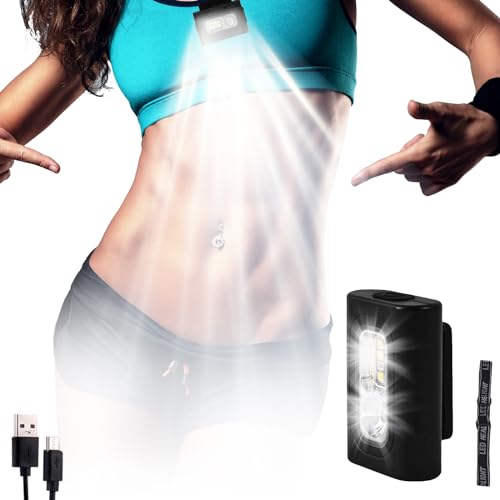 Clip on Running Lights,Rechargeable Night Light with Strong Magnet Reflective, LED Running Lights 6 Lighting Modes with Red Strobe for Runners Joggers Walking Camping Outdoor Adventure, 1Pack-Black