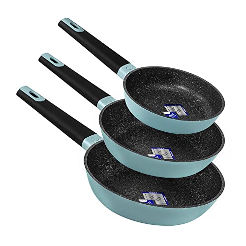 Cecotec Set de Sartenes Polka Experience 20-24-28 Bucket Set Shark. Diámetro 20-24-28, Aluminio Fundido, Revestimiento Antiadherente, Apta para todo tipo de Cocinas y Lavavajillas, Verde