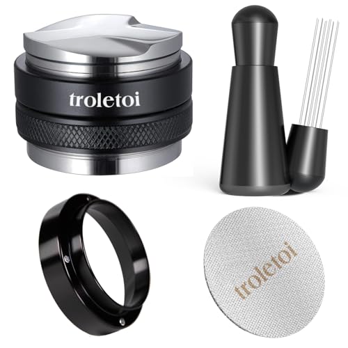 troletoi 58 mm Espresso Zubehör Set 2-in-1 Tamper und Kaffee Distributor WDT Tool Dosiertrichter und Puck Screen kompatibel mit 58 mm Espressomaschinen und Siebträgern Barista Zubehör