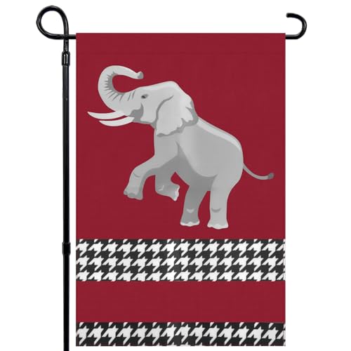 Houndstooth Garden Flag 12 * 18inch Crimson House Flag Double Sided For Outdoor DecorationsStand Not Included