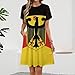 KAOEOSI German Eagle Flag Women's Short Sleeve Dress Summer Round Neck A Line Dresses with Pockets 2XL