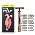 Wilkinson Sword Intuition Rose Gold Safety Razor for Women, Premium Metal Handle, 1 Women’s Razor Handle and 10 Blade Refills