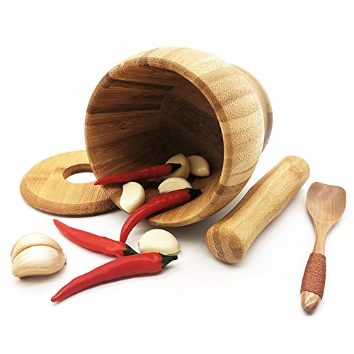 Wooden Mortar And Pestle Set With A Lid And Spoon #TOP1