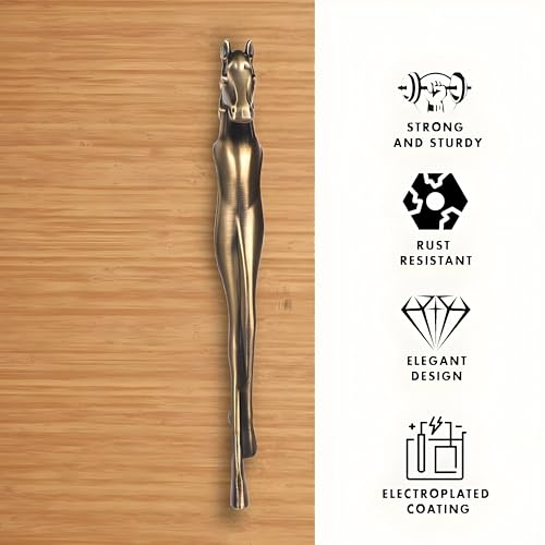 Image of Aluminum Horse Door Handles for Main Door Pull Handle Main Glass & Wooden Door Handle Pull & Push Handle Door Accessories Handle Home Decor Door Hardware Antique Brass (Pack of 1, 15 Inch)