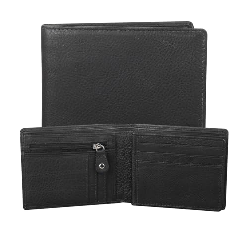 STARHIDE Men's Designer Top Grain Luxury Soft Leather Trifold Wallet Purse #115 (Black)