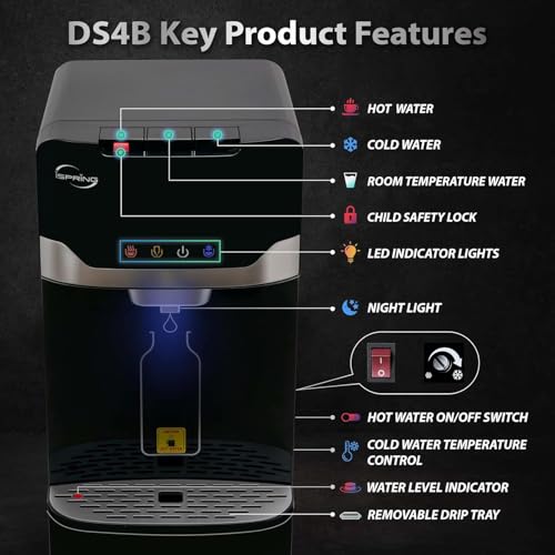 iSpring Bottleless Water Dispenser with Built-in 4-Stage Filtration, Hot/Cold/Room Temp, Self Cleaning, Stainless Steel, Model: DS4B - Thumbnail 6