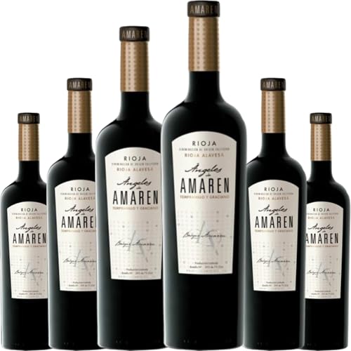 Ángeles de Amaren Vino Tinto Crianza 14,5% Vol, Tempranillo y Graciano, Intensidad y Equilibrio para Maridar con Carnes y Quesos, Compra Online Segura| 6 botellas