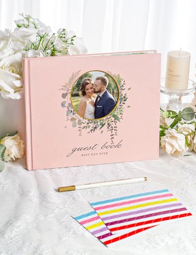 Image of molekaus Wedding Guest Book Hardcover 8 inch x 10 inch,100 Pages | Wedding Guest Book,Guest Book Weddings Reception,Polaroid Guest Book for Wedding with Pen, Photo Corner
