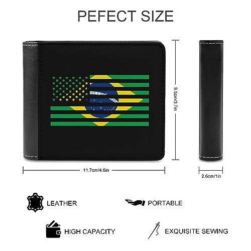 Brazil American Flag PU Leather Wallet for Men Women with 6 Card Holder Slim Bifold Money Clip2