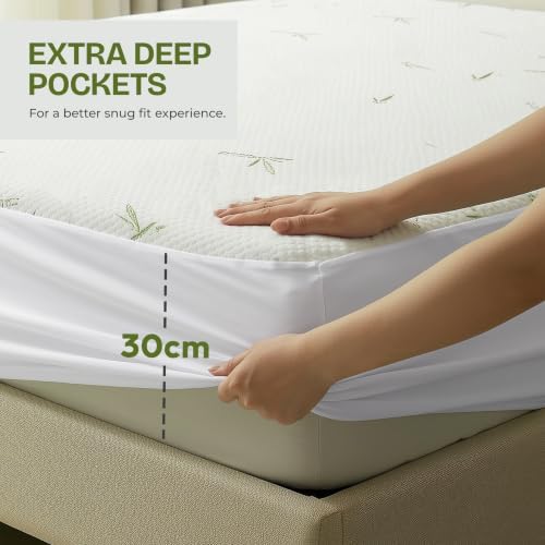 Waterproof Viscose Mattress Protector, Single Bed 90x190x30 cm, Pack of 2 - View 6