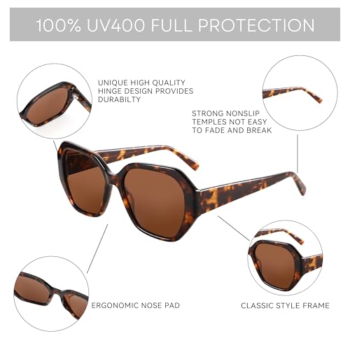 ZENOTTIC Trendy Polarized Sunglasses for Women: Designer Hexagon Shades for Ladies - Retro Sun Glasses with UV400 Protection4