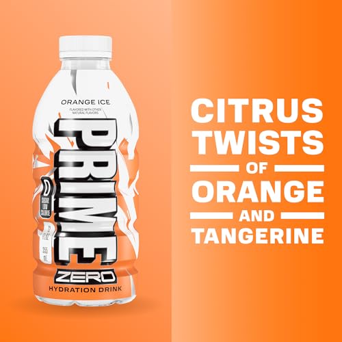 Prime Zero Variety Berry Ice, Cherry Ice, & Orange Ice Sugar Free Sports Drinks, Electrolyte Enhanced to Replenish Fluids, B Vitamins, Antioxidants, Low Calorie, Natural Flavors, 12 Fl Oz, 15 Pack
