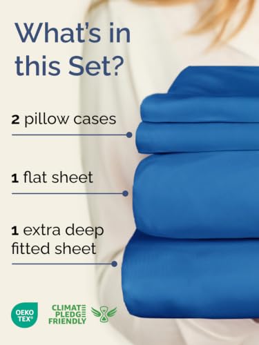 Image of Extra Deep Pocket Full Size Sheet Set - Breathable & Cooling - Royal Blue